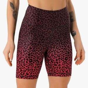 PERSIT Women's High Waist Print Workout Yoga Shorts | Leopard Print